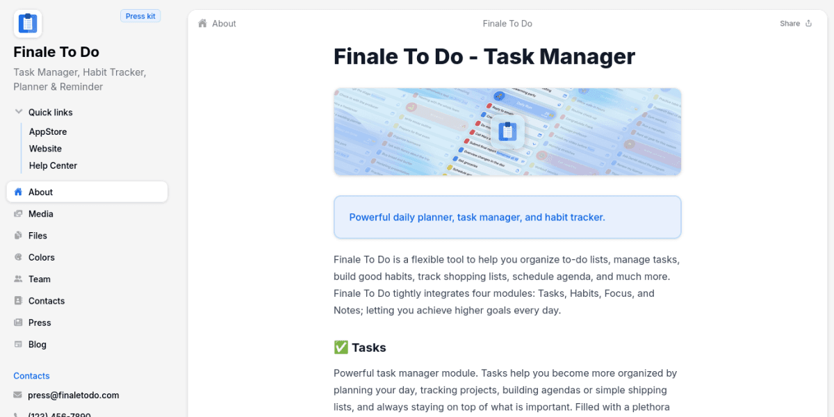 Finale To Do marketing hub