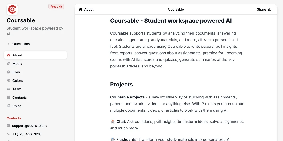 Example prses kit for Coursable